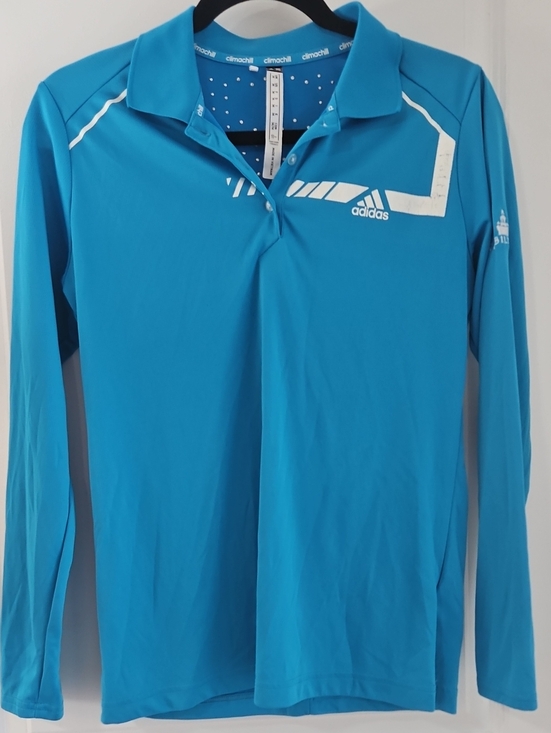 adidas Tops - adidas Women’s Long-Sleeve Shirt - Bright Blue with White Accents